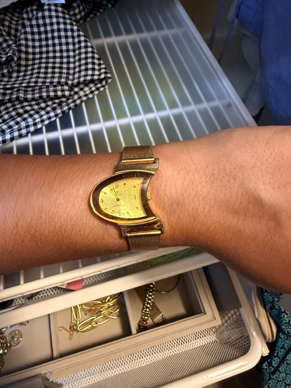 Vintage Asymmetrical Crescent Gold-Tone Watch Nonworking